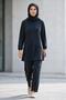Women's Velvet Stitching Detailed Hijab Top-Bottom Set
