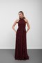 Plum Halter Neck Flounce Chiffon Evening Dress - 4