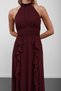 Plum Halter Neck Flounce Chiffon Evening Dress - 5