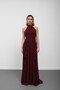 Plum Halter Neck Flounce Chiffon Evening Dress
