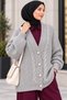 Hair Knitted Buttoned Knitwear Cardigan Gray