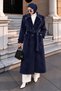 Fox Coat with Zipper Detail on the Collar Tsd260346 Navy Blue