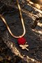 Gold Color Italian Steel Women's Necklace with Red Rose Figure - 6