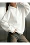 Women's Fleece Lined 3 Thread Organic Cotton Oversize Plain Hooded Hoodie Sweatshirt - 2