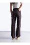Dark Brown High Waist Jean Pants - 4