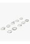 Steel Mixed Stone Detailed 10-Piece Ring Set - 3