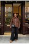 Alora Zippered Fleece Double Set Brown - 2