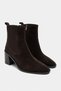 Sirius Bitter Brown Suede Leather Zippered Thick Heel Women's Chelsea Boots - 4