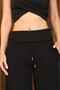 Women's Black Folded Waist Elastic Wide Leg Stopper Detailed 3 Thread Winter Sweatpants - 8