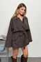 Women's Double-Breasted Collar Belted Trench Coat Brown - 7586 - 4