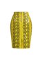 Yellow Python Patterned Genuine Leather Women's Pencil Skirt - 7