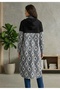 Women's Patterned Hooded Long Buttoned Gabardine Trench Coat - 3