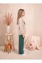 Girls & Baby Winter Seasonal 100% Cotton 2 Yarn Happiness Printed Straight Leg Long Sleeve Pajamas & Tracksuit Set Beige - 2