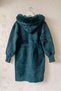 Italian Petrol Green Hooded Long Sleeve Snap Pocket Fur Collar Wool Oversize Knitwear Coat 100 60 - 3