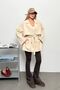 Women's Double-Breasted Collar Belted Trench Coat Stone - 7586 - 3
