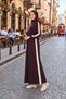 Striped, Detailed, Plus-Size, Relaxed-Fit Hooded Dress - Plum - 2