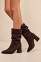 Katerina Women's Suede Brown Pointed Toe Thick Heeled Stylish Daily Boots 6 cm Heel - 7