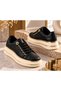 Women's Stylish Gold Striped Thick Sole Casual Shoes - 3