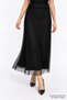 Lined A-Line Midi Skirt with Mesh Detail - 3