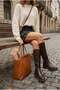 Judit Women's Boots with Back Stretch and Zipper, Brown Leather - 2