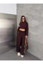 Women's Sandy Fabric Cardigan Crop Blouse Wide Leg Pants Three-Piece Set - 7
