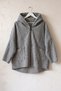 Italian Gray Melange Hooded Long Sleeve Zippered Pocket Boucle Long Woven Coat 70 80 - 2