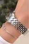 Silver Color - Oval Rectangular Women's Wristwatch - Waterproof - with Bracelet Gift - 4