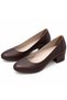 Women's Genuine Leather Round-Toe Short Thick-Heeled Classic Shoes - 6
