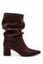 Katerina Women's Suede Brown Pointed Toe Thick Heeled Stylish Daily Boots 6 cm Heel - 4