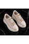 Women's Gold Metal Detailed Thick Sole Lace-Up Sneaker Sports Shoes - 7