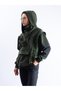 Hooded Velvet Sweatshirt with Front Panel Detail - 2