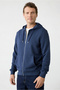 Hooded Pocket Regular Fit Zippered Cotton Sweatshirt Cardigan - 3