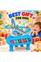 2 in 1 Penguin Musical Piano Keyboard Toy with Slide Track, Escalator, 5 Sound Modes, Colourful Lights, Interactive Electronic Organ, Educational Music Learning Toy for Kids Ages 3+ - 5