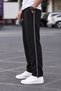 Men's Baggy 3-Ply Piped Full-Length Cuff Adjustable Hem with Stoppers Soft Fabric Black sweatpants - 8