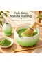 6 Piece Matcha Preparation Set 530 ml Ceramic Bowl Bamboo Whisk Stand and Strainer Green White - 3