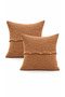4 Layer Muslin Buttoned Decorative 2-Piece Throw Pillow Cover Set (45X45 cm) – Bohemian Texture Sofa & Bed Pillow Cover Set |   6 Colors - 2