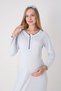 Ruffle Collar Buttoned Breastfeeding Maternity Nightgown and Floral Shawl Collar Dressing Gown 2-Piece Maternity Set - 7