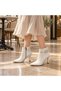 Women's Pointed Toe Buckle Zipper Stylish Heeled Boots - 5