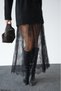 Women's Black Skirt Tulle Knitwear Dress - 4