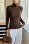 Acı Kahve Premium Cotton Turtleneck Camisole Shawl Collar Slimfit High Neck Sweater - 2