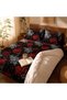 Black Floral Print Double Bed Sheet Set with 2 Pillow Covers - 3
