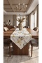 Duck Fabric Triangular Runner 40X130 cm – Eucalyptus Leaf Pattern, Water Repellent Stain-Resistant Decorative Table Runner