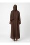 Rizqé Chocolate Brown Embroidered Nida Abaya Set - 3