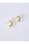 Gold Color Half Hoop Earrings with Enamel Detail - 2
