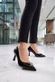 Thin Heeled Buckle Stylish Special Occasion Evening Black Patent Leather Women's Evening Dress Shoes Pc-56203 - 4