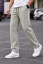 Men's Loose Fit 3 Thread Ribbed Cuffs with Side Piping Baggy Sweatpants