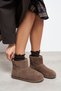 Nemesis Dark Beige Suede Leather Flat Sole Plush Lined Women's Ankle Boots - 3
