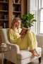 Women's Polka Dot Long Sleeve Buttoned Yellow Pajama Set - 6
