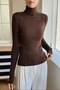 Acı Kahve Premium Cotton Turtleneck Camisole Shawl Collar Slimfit High Neck Sweater - 4