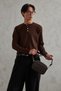 Men's Ribbed Henley Collar Buttoned Knit Sweater - 5
